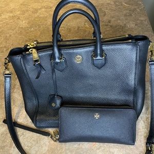 Tory Burch robinson satchel and wallet